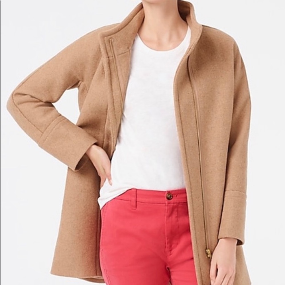 New! J Crew Wool Camel Stand Collar Winter Coat - Picture 3 of 15